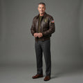 Men's Brown Leather Military Jacket