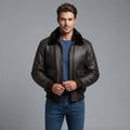 Men's Brown Leather Military Jacket