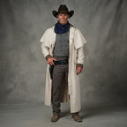 Men's Unique White  Leather Duster Coat