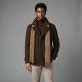 Men's Brown Leather Peacoat