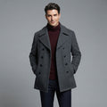 Men's Grey Leather Peacoat
