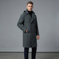 Men's Grey Leather Peacoat