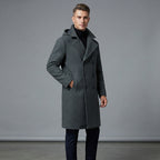 Men's Grey Leather Peacoat