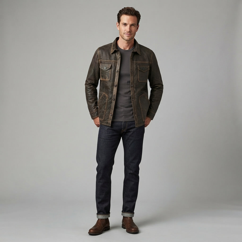 Men's Brown Scully Leather Jacket