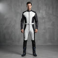 Men's Black & White Leather Jumpsuit