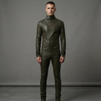 Men's Green Leather Jumpsuit