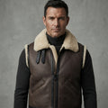 Men's Beige Brown  Shearling Leather Vest