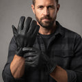 Men's Black Winter Leather Gloves - Leather Outlet