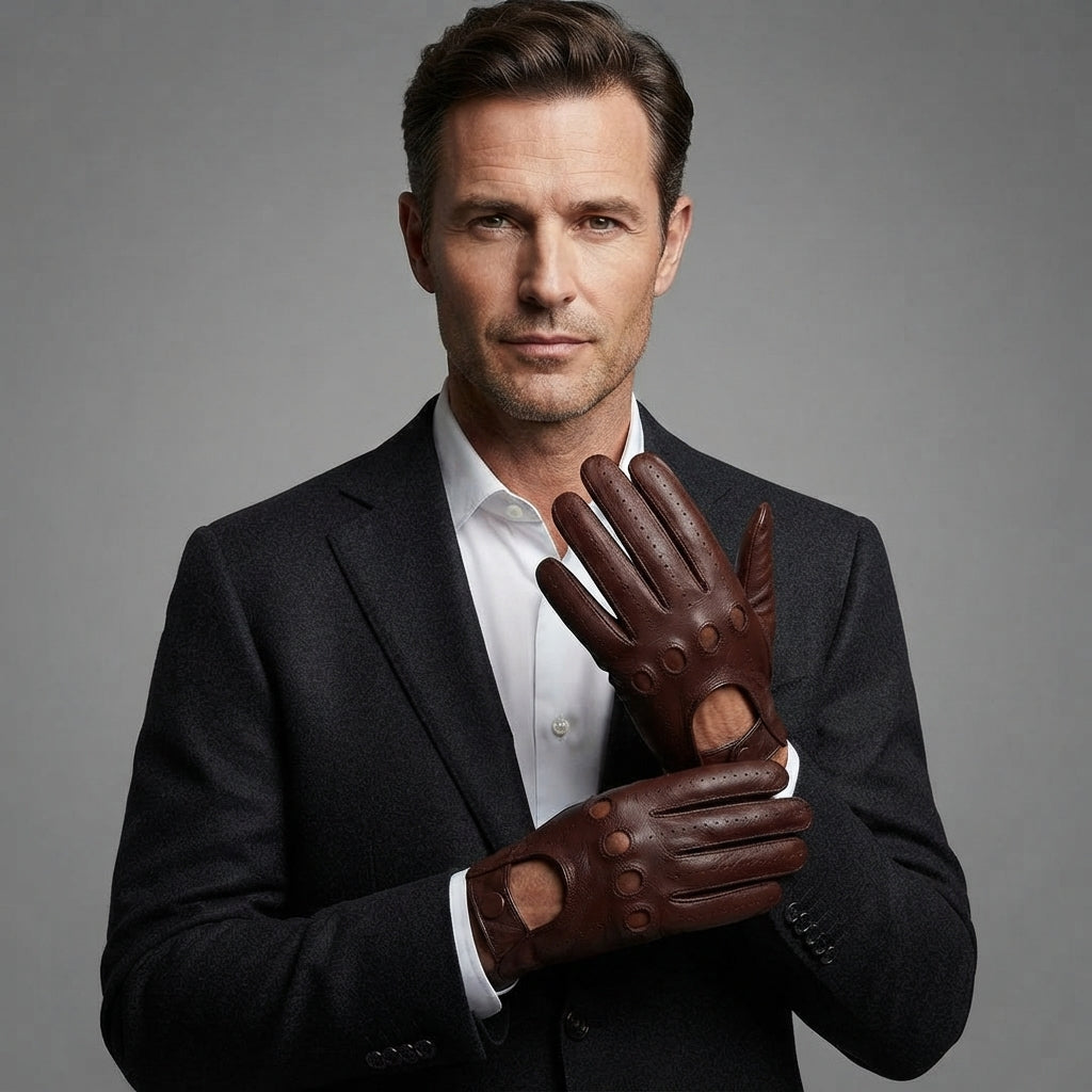 Men's Brown Leather Gloves - Leather Outlet