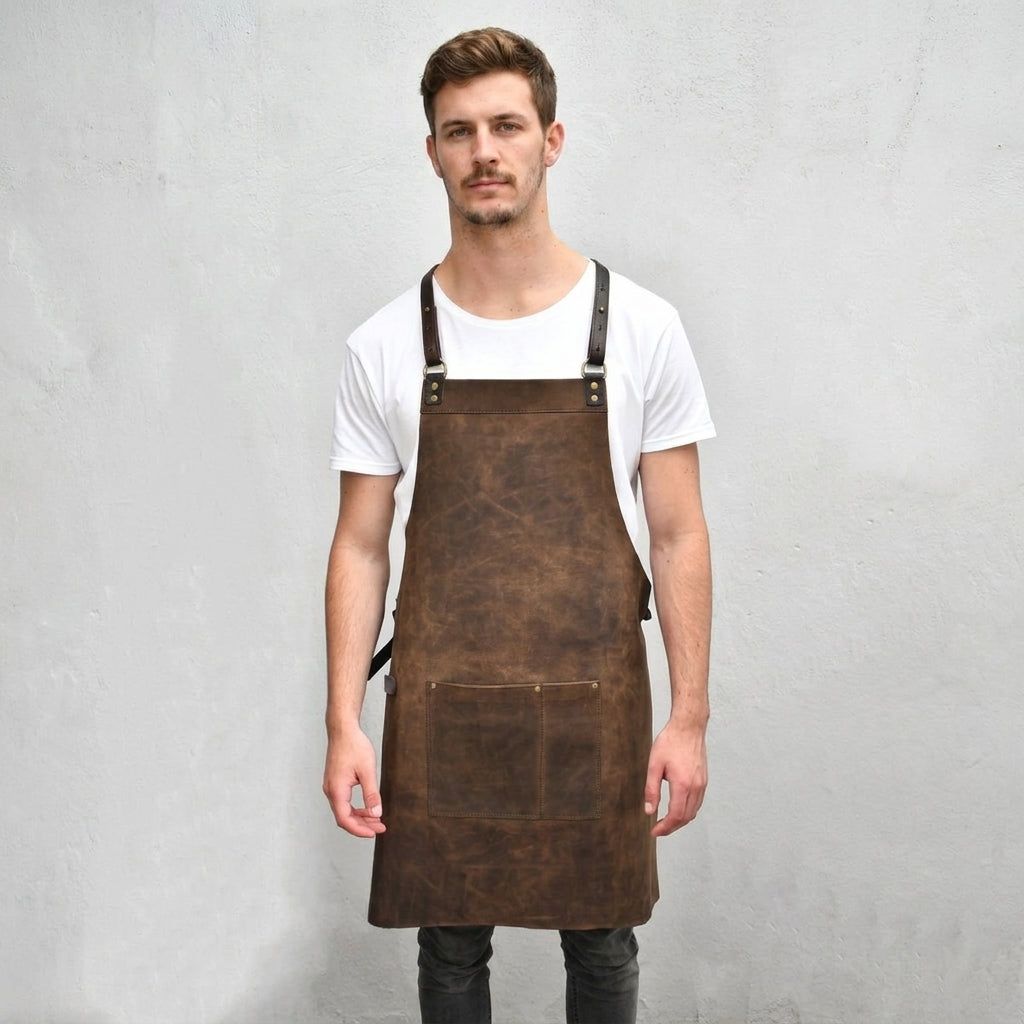 Men's Genuine Leather Work Apron - Leather Outlet