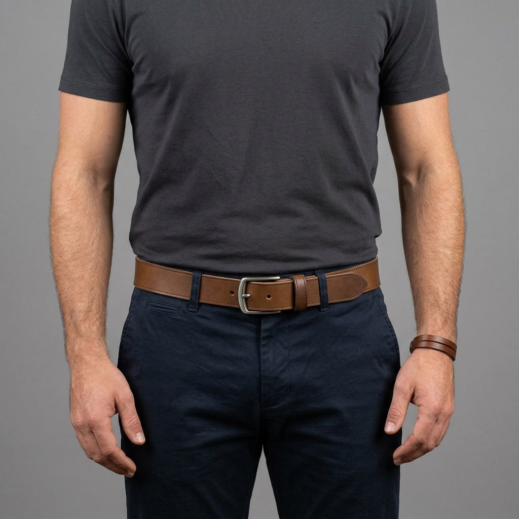 Men's Tan Soft Full Grain Cow Leather Belt - Leather Outlet