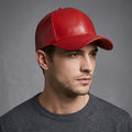 Red Leather Premium Cap For Men