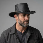 Men's Black Leather Hat