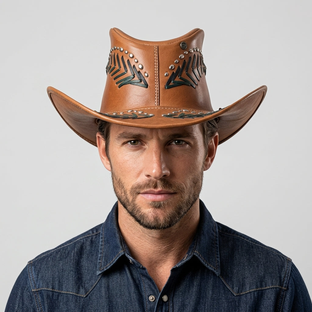 New Men Handmade Western Cowboy Leather Hat