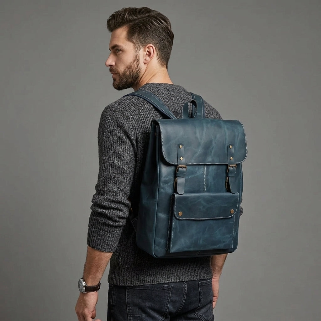 Stylish Zinc Leather Backpack