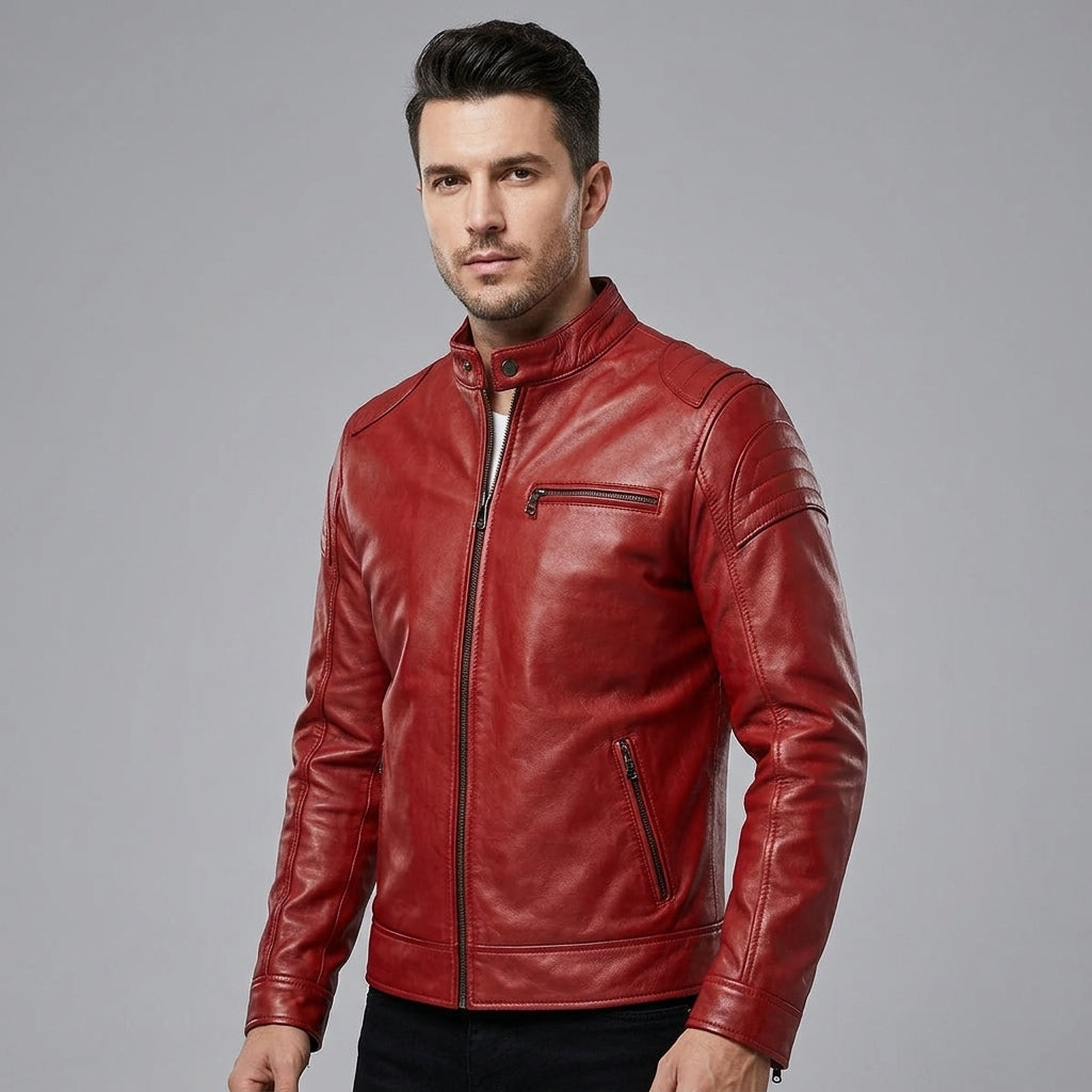Men's Red Leather Jacket