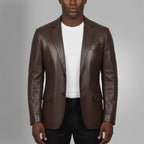 Men's Brown Leather Blazer