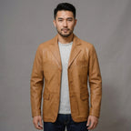 Men's Brown Leather Blazer