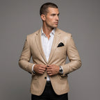 Men's Beige Leather Blazer