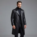 Men's Black Leather Trench Coat
