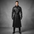Men's Black Leather Trench Coat