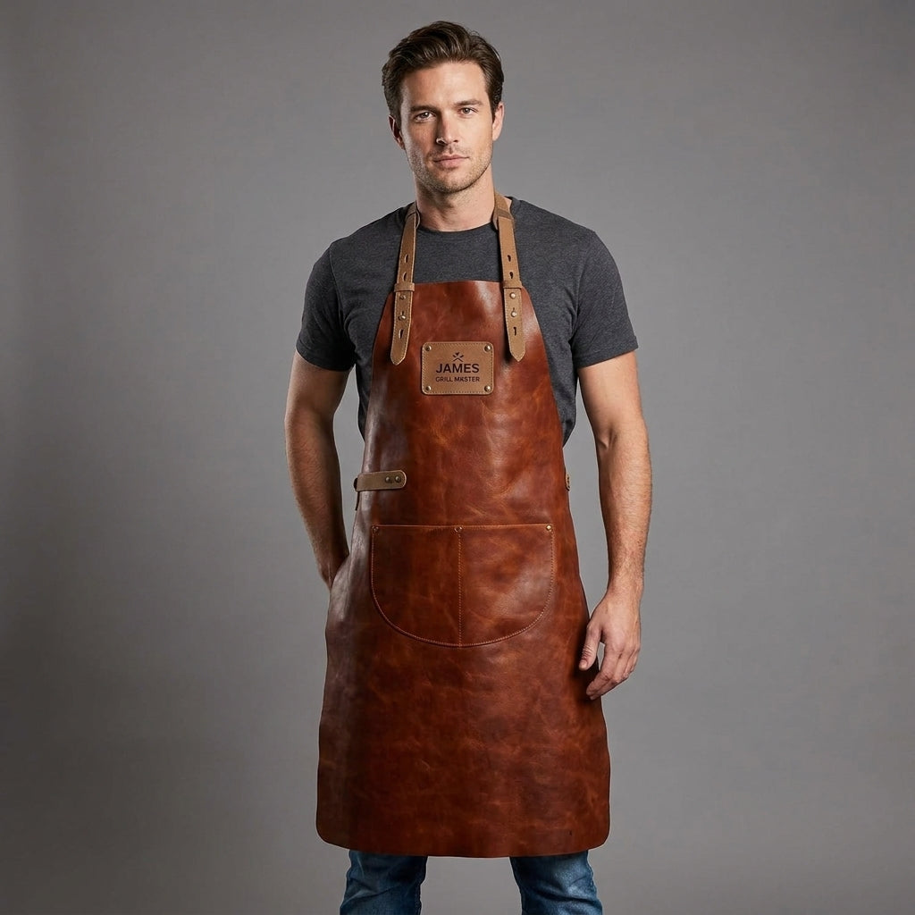 Men's Brown Leather Work Apron - Leather Outlet