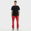 Men's Red Leather Cargo Pants – Slim Fit Biker Utility Trousers