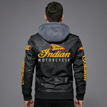 Laden Sie das Bild in den Galerie-Viewer, Leder-Bikerjacke für Herren – Bestickter Stern &amp; Heritage-Schriftzug im Moto-Stil
