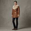 Women's Brown Beige Shearling Jacket