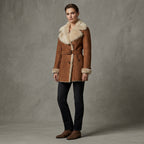 Women's Brown Beige Shearling Jacket