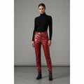 Women's Bargundy   Leather Capri