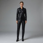 Women's Black Leather Jumpsuit