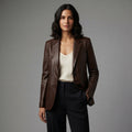 Women's dark Brown  Leather Blazer