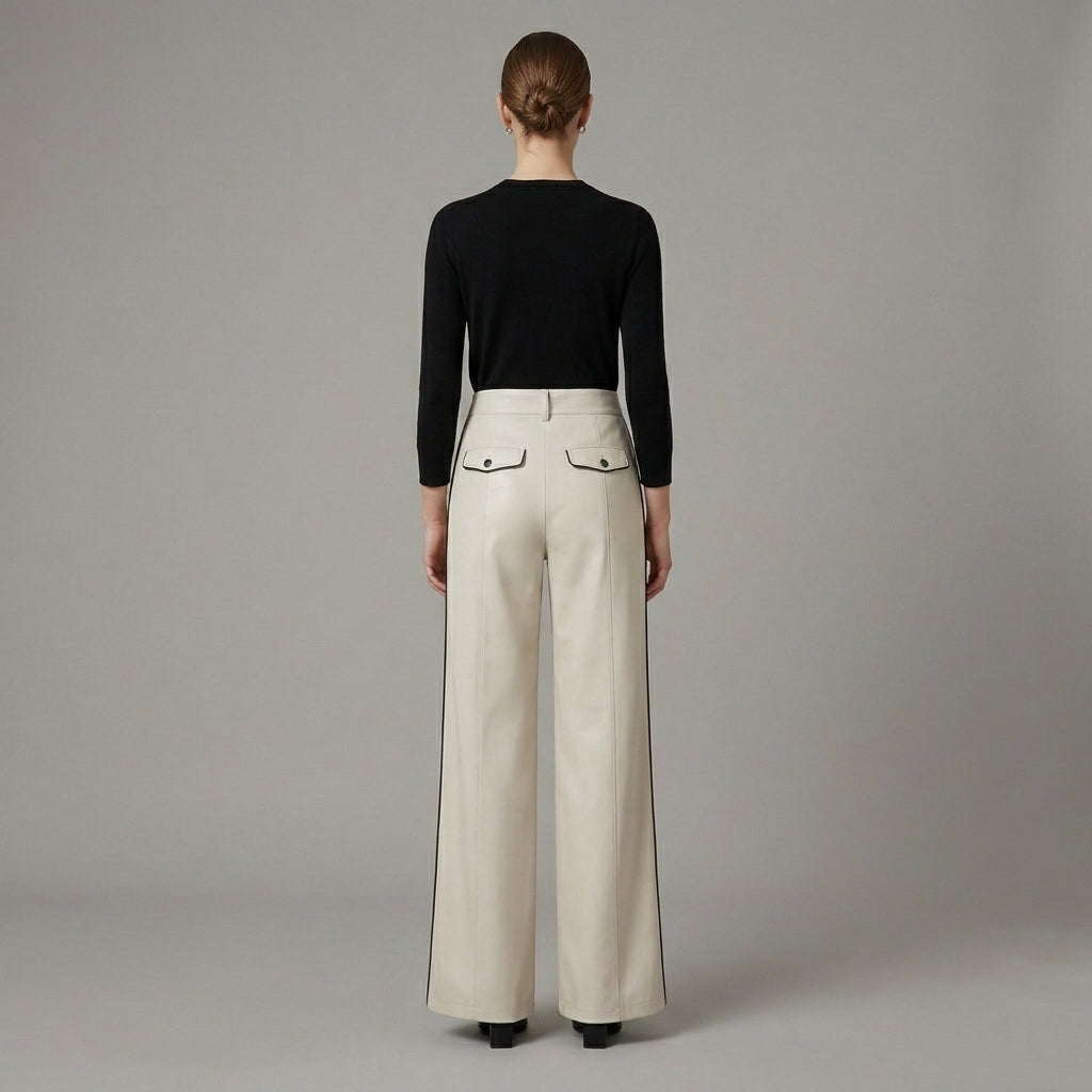 Women's White Leather Pant