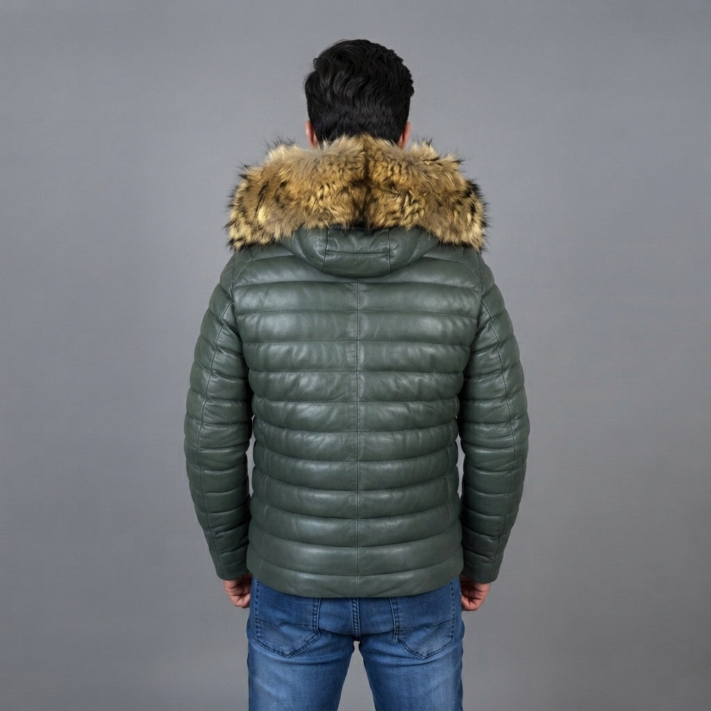 Goose Down Puffer Jacket for Men in Bomber Style