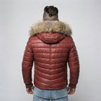 Mens Leather Goose Down Leather Jacket