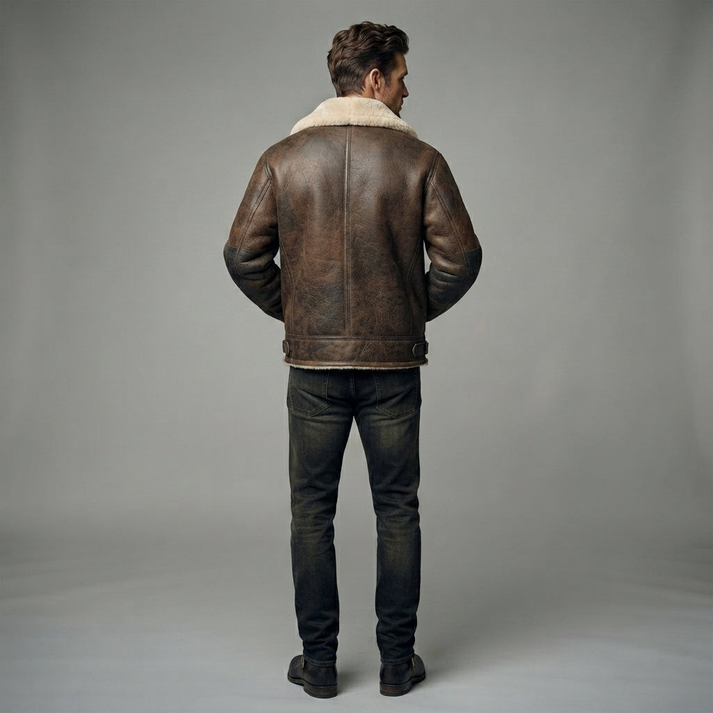Men's Sheepskin Aviator Style Flying Jacket