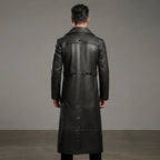 Men's Pure Black Leather Duster Coats