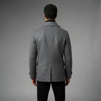 Men's Grey Leather Peacoat