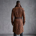 Men's Brown Leather Trench Coat