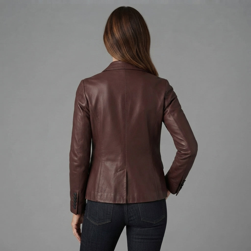 Women's Brown  Leather Blazer