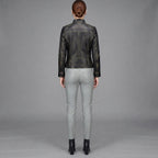 Buy Women's Black Rub-off Cafe Racer Leather Jacket