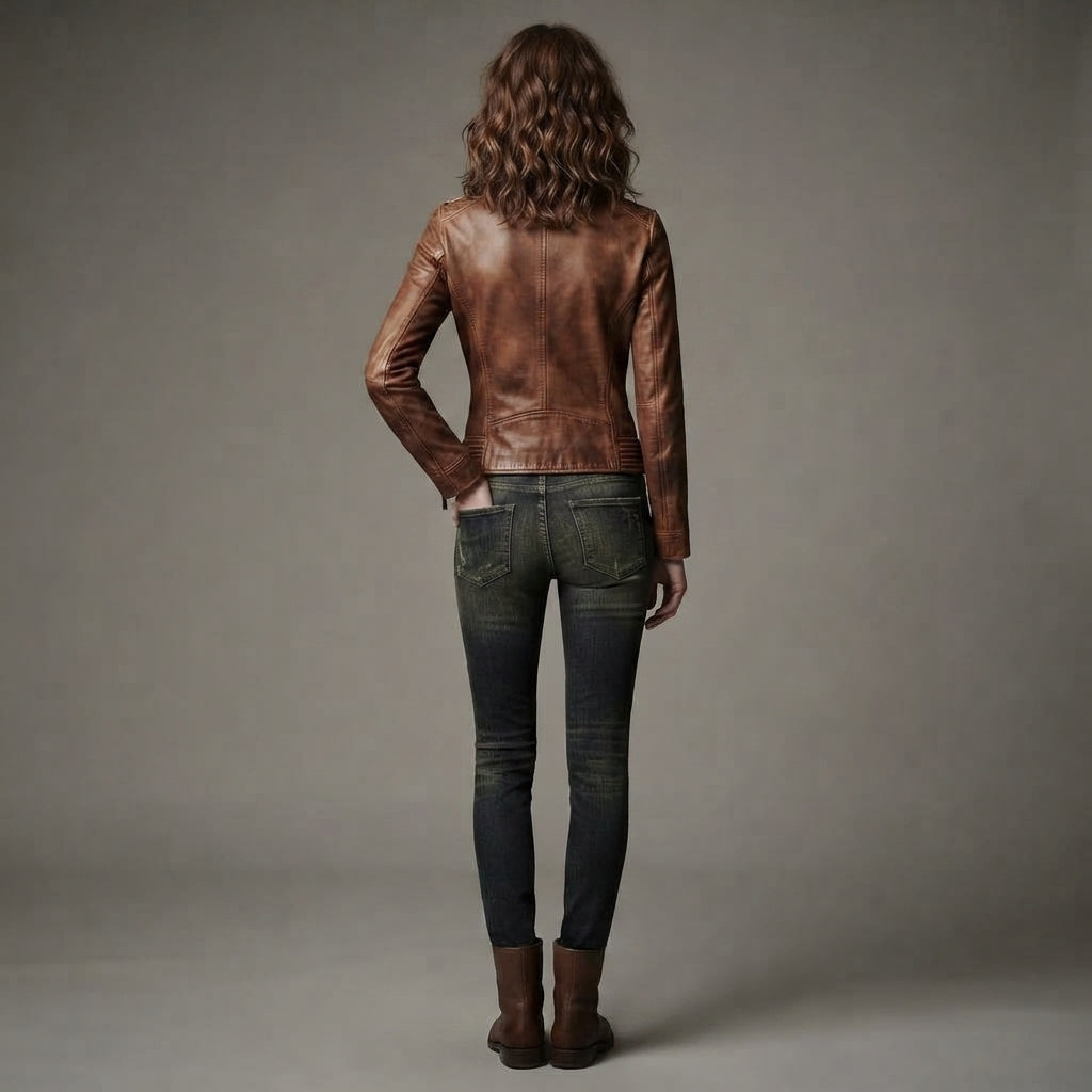 Women's  Brown distressed Leather Jacket