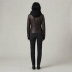Women's  Black distressed Leather Jacket