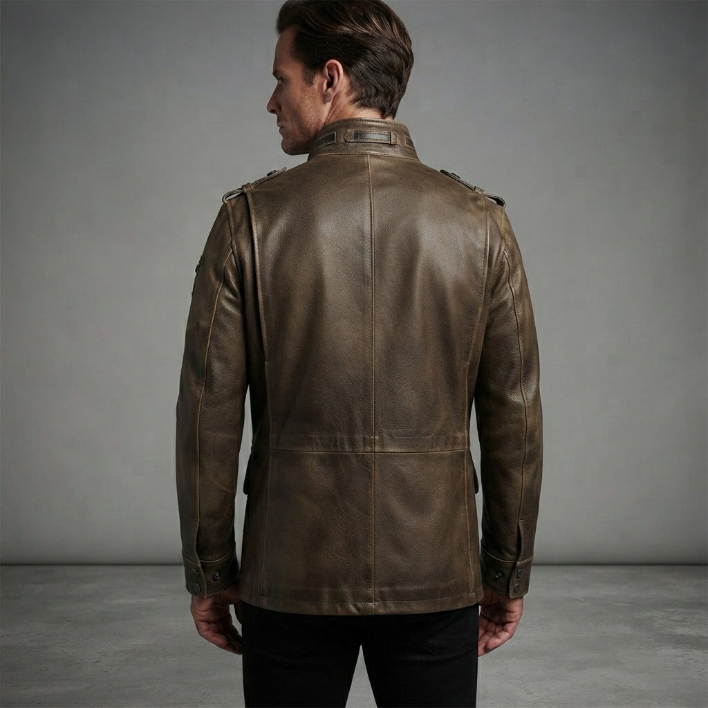Men's Vintage Brown Genuine Field Leather Jacket