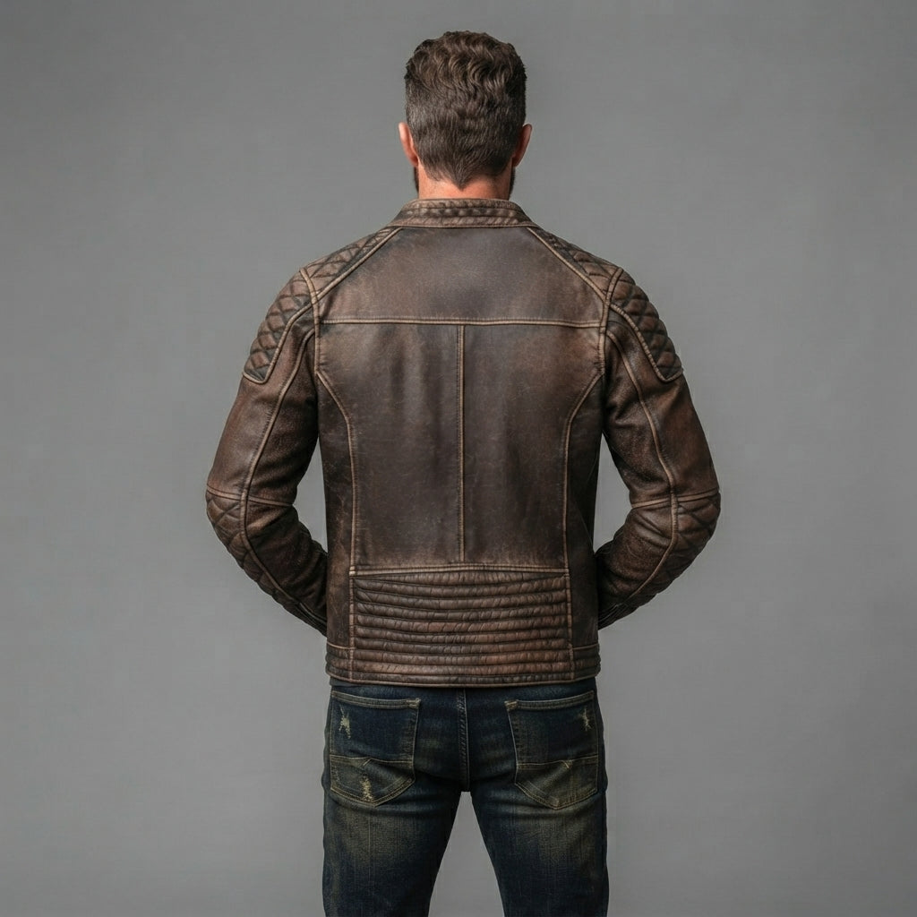 Men's Vintage Cafe Racer Leather Jacket