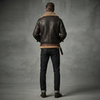Men's Aviator Dark Brown Leather Sheepskin Jacket