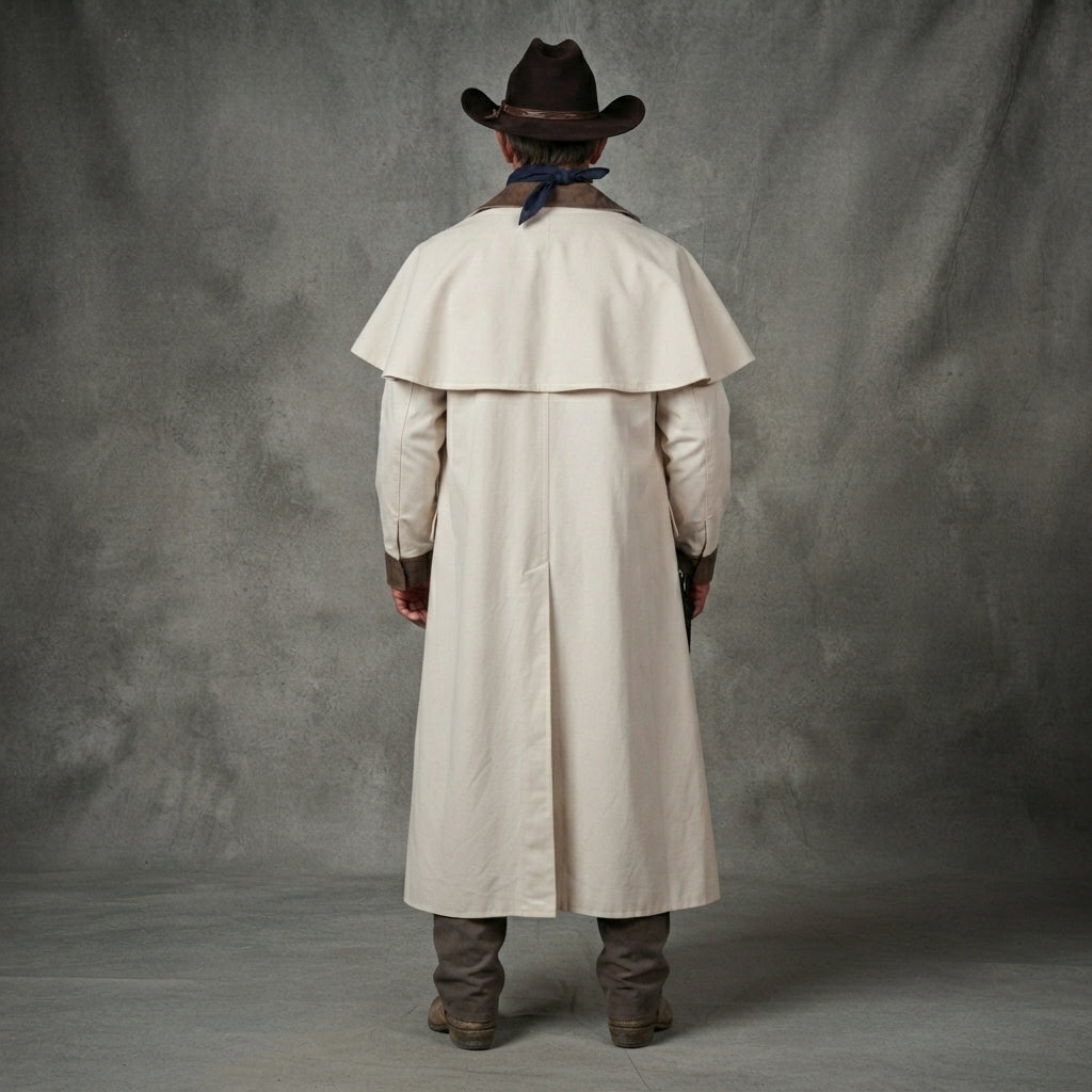 Men's Unique White  Leather Duster Coat
