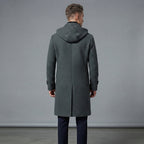 Men's Grey Leather Peacoat