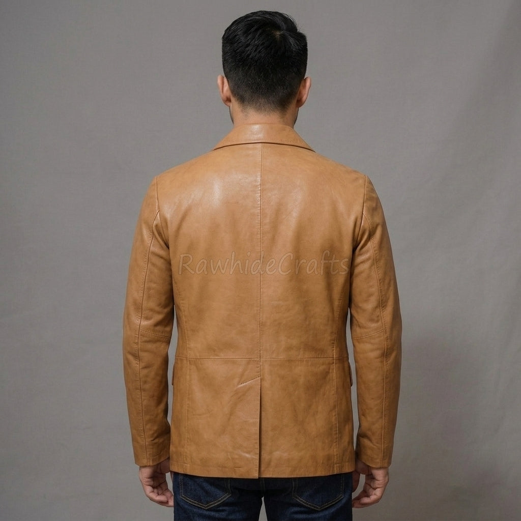Men's Brown Leather Blazer